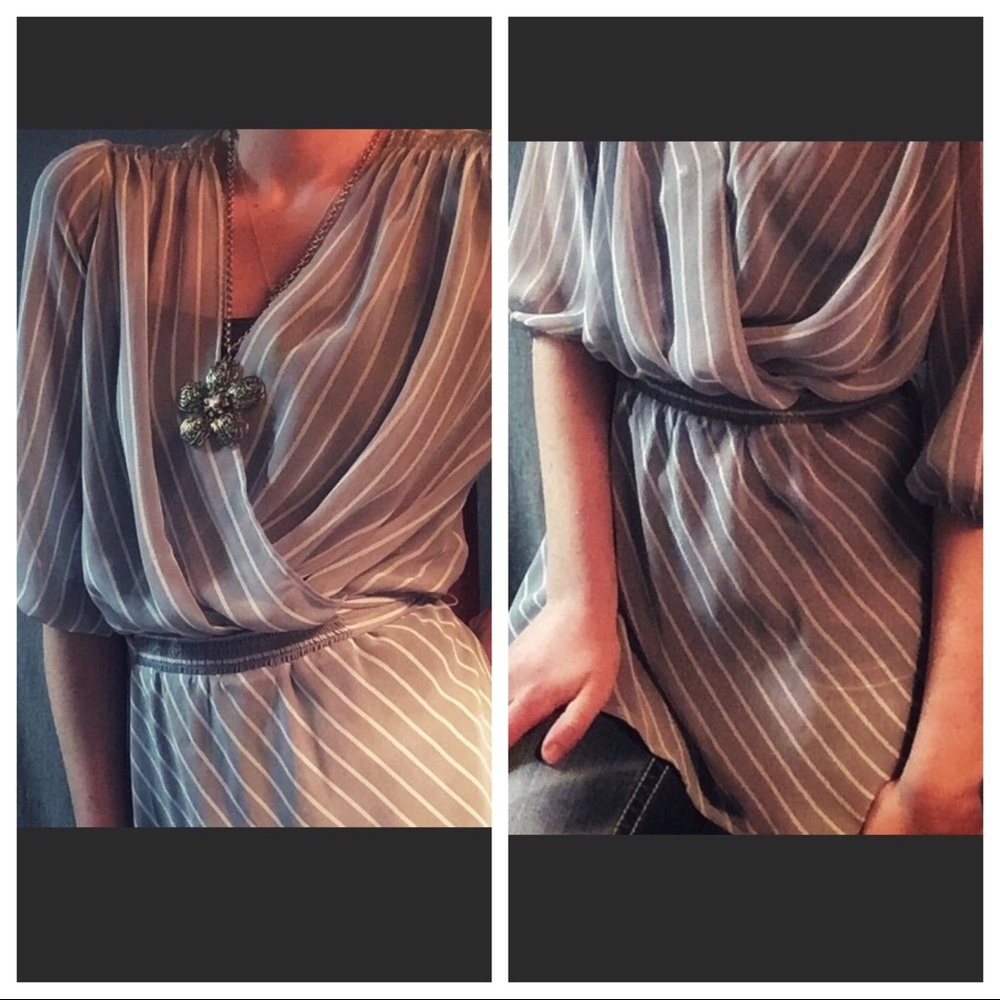 White and grey Express blouse
